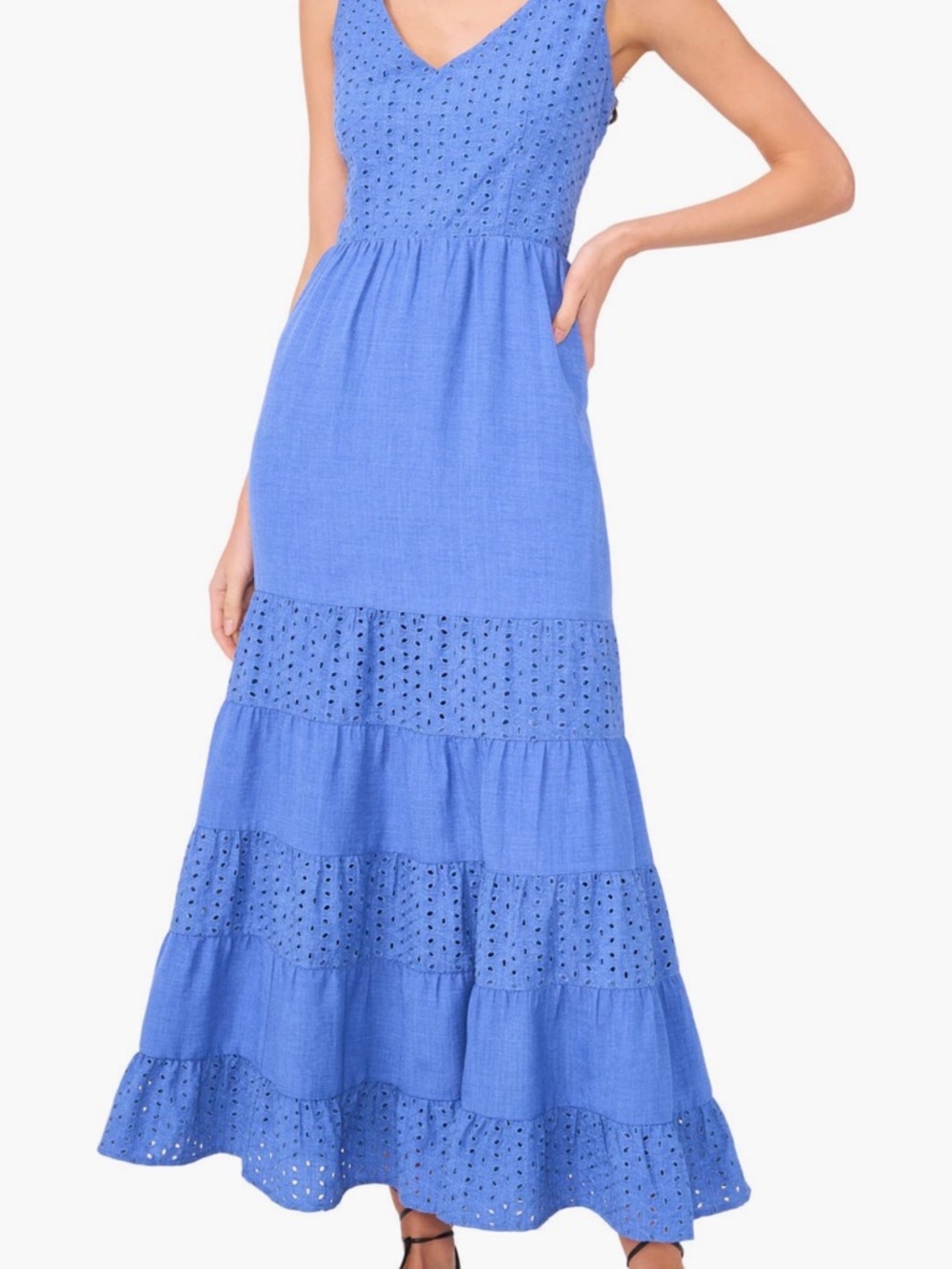 Vince Camuto Cobalt Eyelet Tiered Maxi Dress